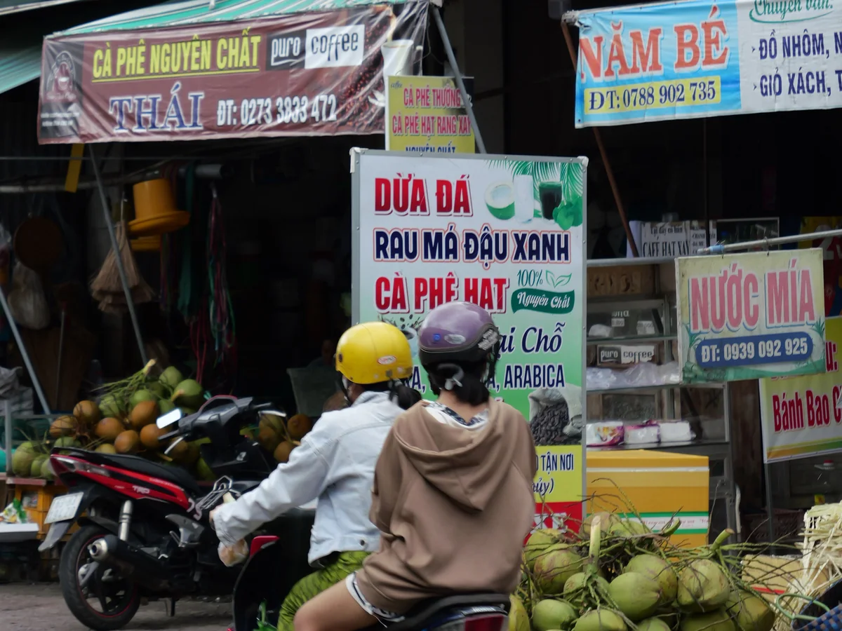 A roadside coconut stall in Tien Giang province, the same province My Tho sits in